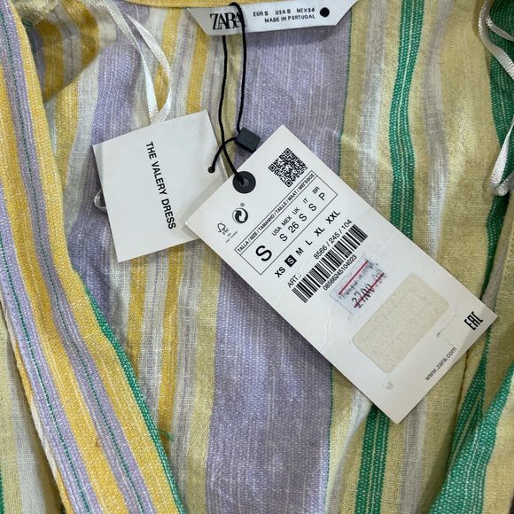 Zara Yellow and Green Striped Dress - Picture 2 of 4